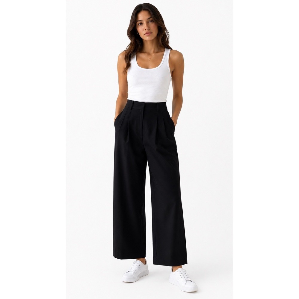 Wilfred Aritzia Black Wide Leg Trousers Women Size 00 High Rise Dress Pants